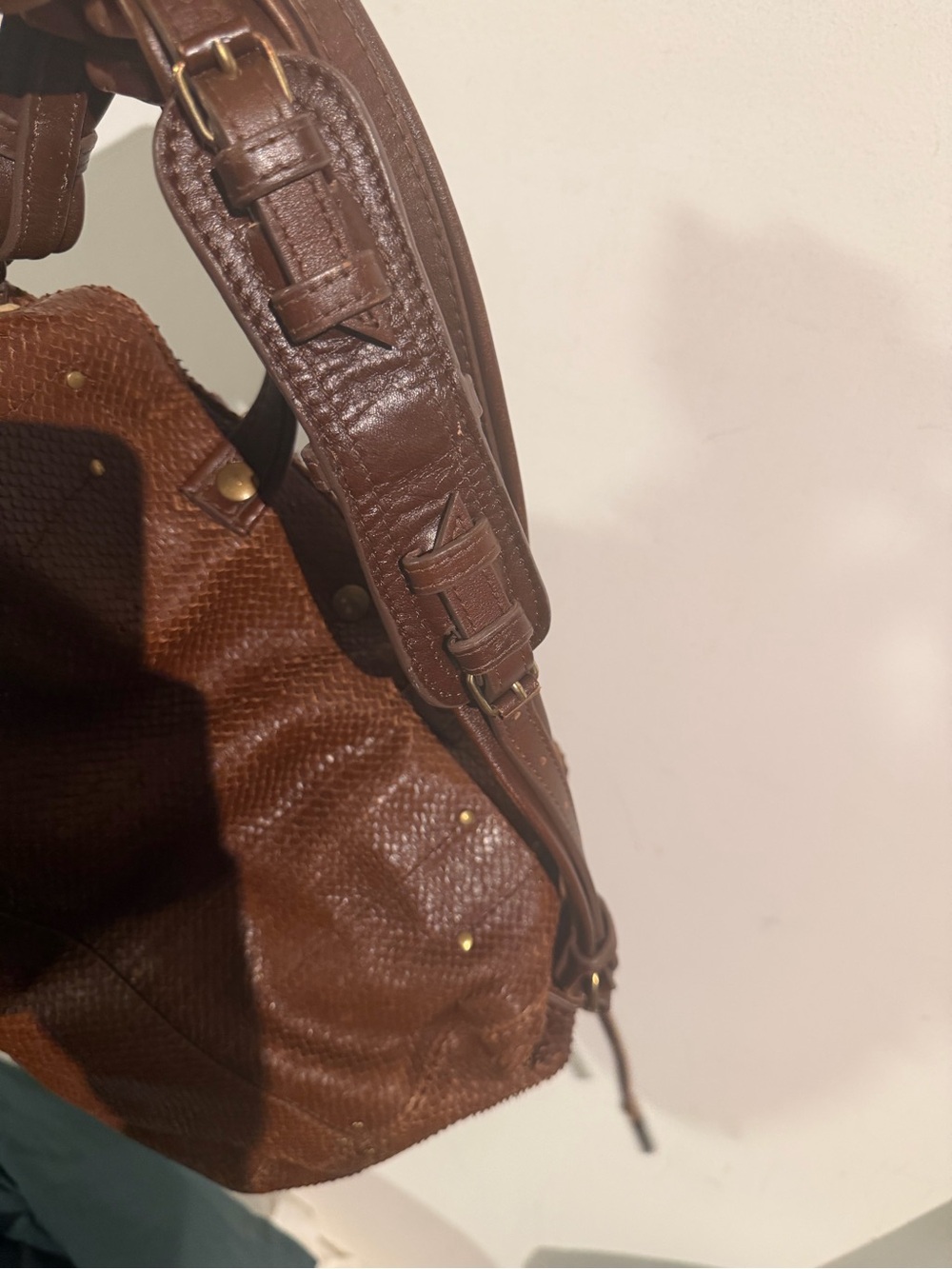 $920 Jerome Dreyfuss Billy Classic Brown snakeskin Satchel Handbag - Picture 7 of 14